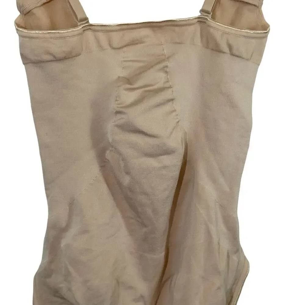 Assets by Spanx Shaping Open-Bust Bodysuit Beige Style 10247R Shaper Shapewear L